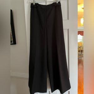 Milly black wool trousers with a wide leg in pink silk trim -fabulous dress-up!